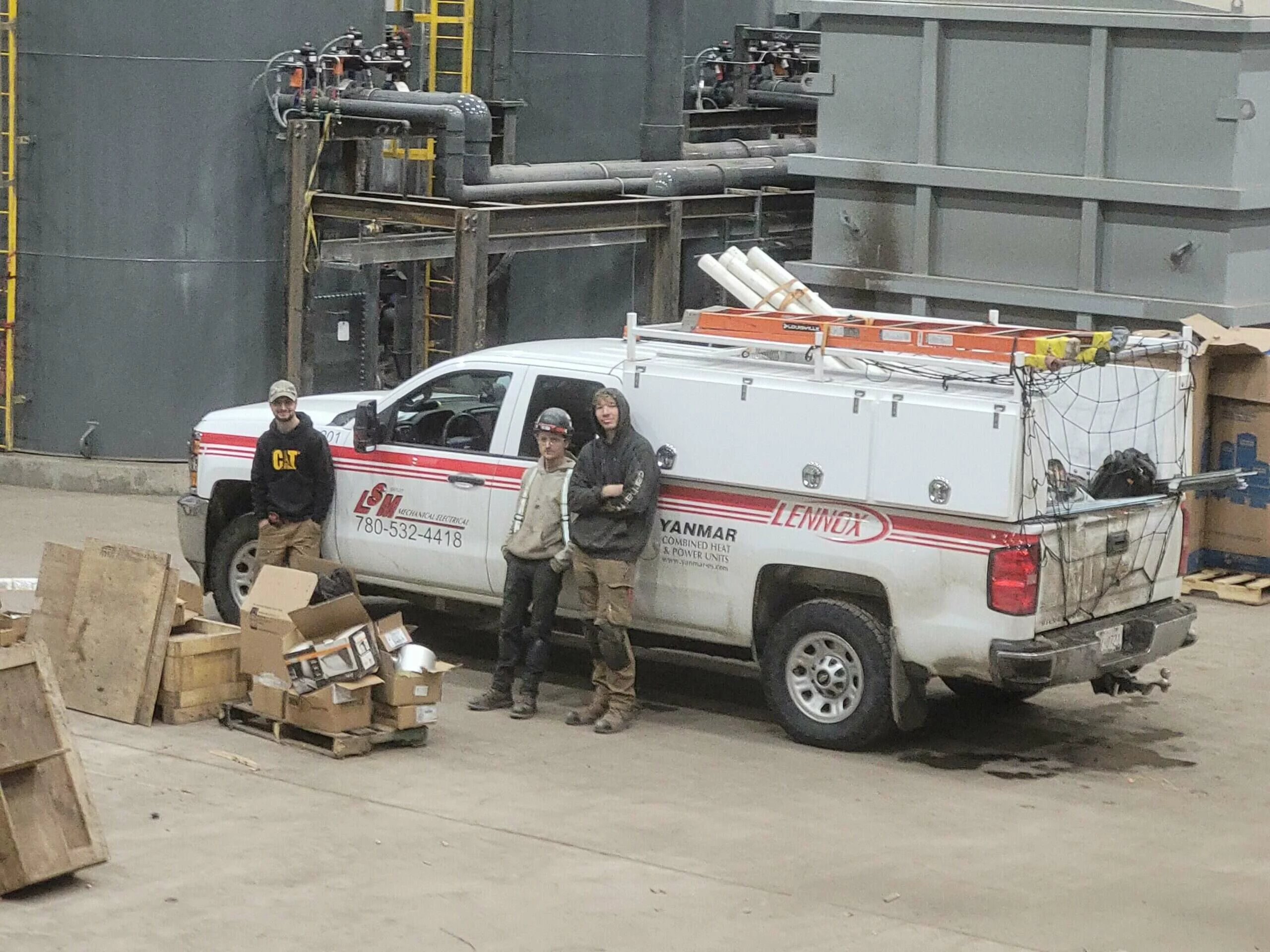 commercial hvac workers on site